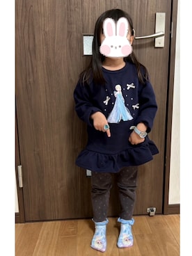 「petit main（プティマイン）のアイテム（トップス）」を使った、もりりさん（キッズ・90cm）の冬コーディネート