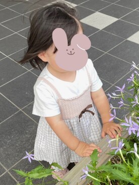 「petit main（プティマイン）のアイテム（ワンピース）」を使った、もりりさん（キッズ・80cm）の秋コーディネート