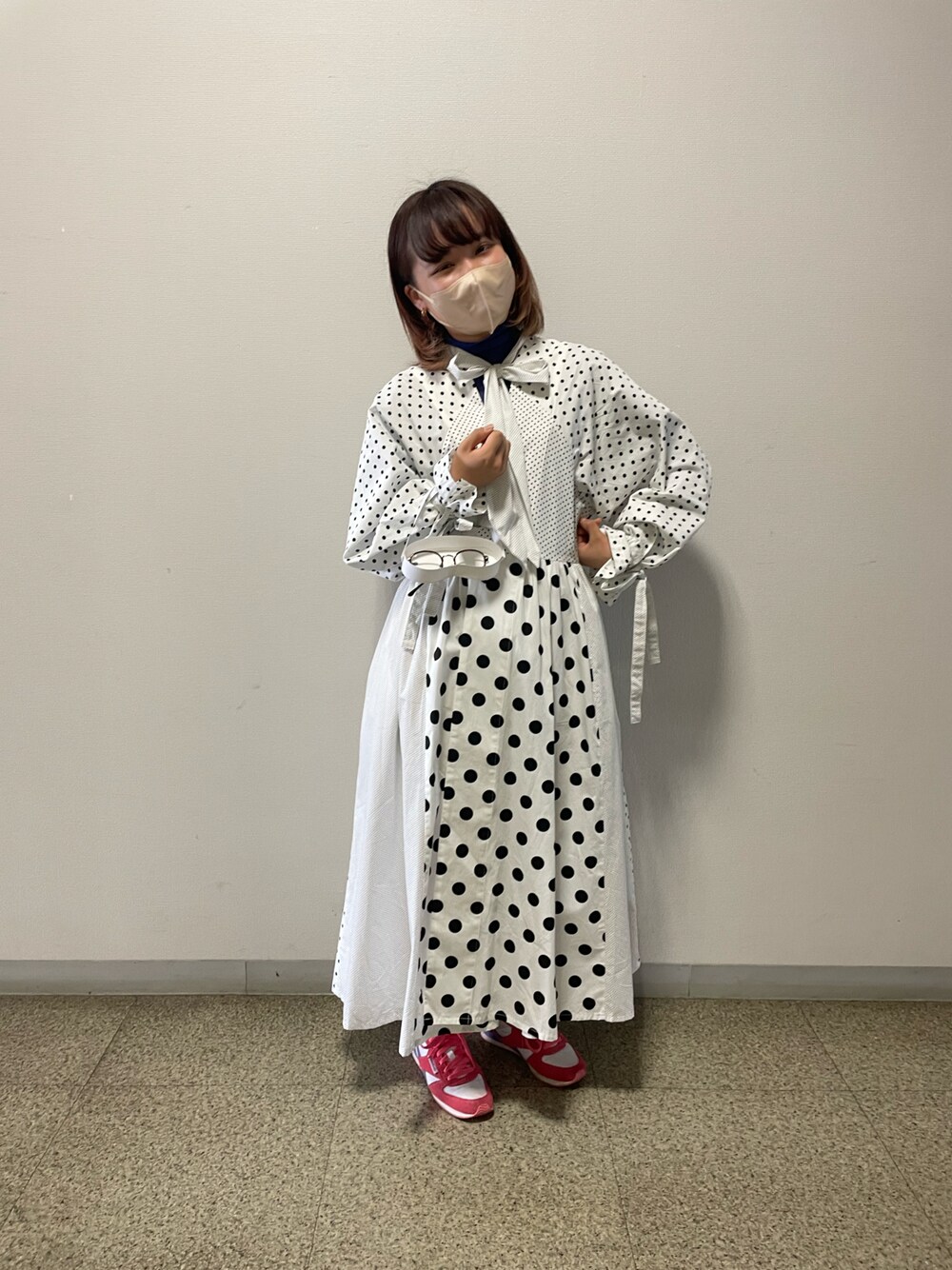 「keisuke kandaのアイテム（ワンピース/ドレス、ホワイト系）」を使った、🧮さん（レディース・155cm）の春コーディネートの1枚目の写真