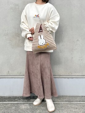 「RAY CASSIN（レイカズン）のアイテム（スウェット）」を使った、yuuka さん（レディース・147cm）の春コーディネート