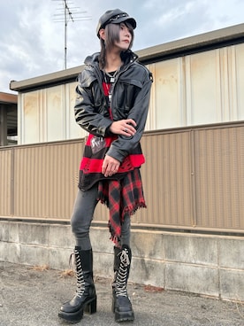 「アイテム（キャスケット）」を使った、NO NAMEさん（メンズ・176cm）の冬コーディネート