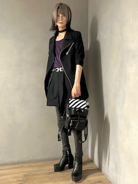 「アイテム（ライダースジャケット）」を使った、NO NAMEさん（メンズ・176cm）の秋コーディネート
