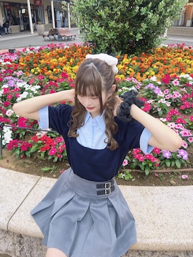 「ミニスカート」｜「アイテム（ニット/セーター）」を使った、momoka‪‪  ‪‪❤︎‬さん（レディース・160cm）の夏コーディネート