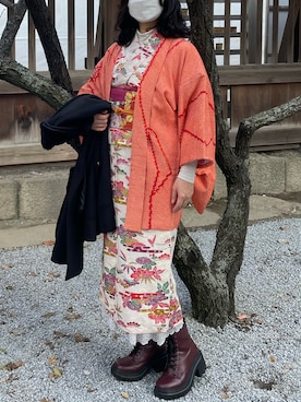 「きもの」｜farfallacorceさん（レディース・162cm）の冬コーディネート