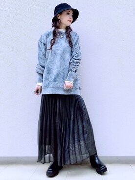 「PBLIM（ページボーイリム）のPAGEBOYLIM/ロゴ刺繍バケットハット2（ハット）」を使った、SHIZUKA❁⃘*.ﾟさん（レディース・160cm）の秋コーディネート