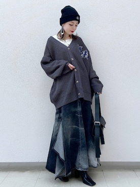 「スクエアトゥ」｜「アイテム（ニットキャップ/ビーニー）」を使った、SHIZUKA❁⃘*.ﾟさん（レディース・160cm）の冬コーディネート