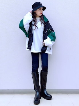 「PBLIM（ページボーイリム）のPAGEBOYLIM/ロゴ刺繍バケットハット2（ハット）」を使った、SHIZUKA❁⃘*.ﾟさん（レディース・160cm）の秋コーディネート