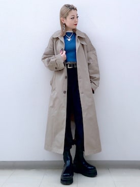 「ブーツイン」｜「アイテム（ステンカラーコート）」を使った、SHIZUKA❁⃘*.ﾟさん（レディース・160cm）の冬コーディネート