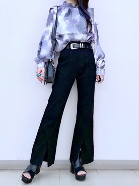 「PAGEBOY（ページボーイ）のチェーンスタッズショルダー（ショルダーバッグ）」を使った、SHIZUKA❁⃘*.ﾟさん（レディース・160cm）の夏コーディネート