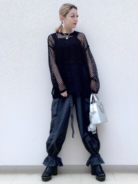 「PAGEBOY（ページボーイ）のパッチワークメッシュプルオーバー（ニット/セーター）」を使った、SHIZUKA❁⃘*.ﾟさん（レディース・160cm）の春コーディネート