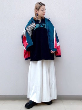 「マキシスカート」｜「アイテム（ブルゾン）」を使った、SHIZUKA❁⃘*.ﾟさん（レディース・160cm）の春コーディネート