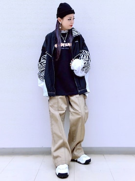 「ステッチ」｜「アイテム（ブルゾン）」を使った、SHIZUKA❁⃘*.ﾟさん（レディース・160cm）の秋コーディネート
