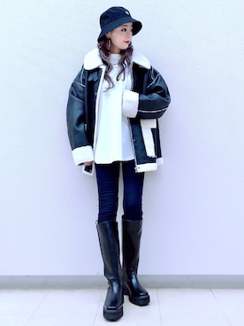 「PBLIM（ページボーイリム）のPAGEBOYLIM/ロゴ刺繍バケットハット2（ハット）」を使った、SHIZUKA❁⃘*.ﾟさん（レディース・160cm）の秋コーディネート