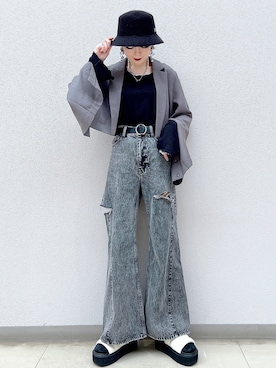 「いまどきジャケット写真」｜「アイテム（サンダル）」を使った、SHIZUKA❁⃘*.ﾟさん（レディース・160cm）の春コーディネート