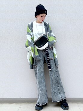 「カラー×コーデ」｜「アイテム（ボディバッグ/ウエストポーチ）」を使った、SHIZUKA❁⃘*.ﾟさん（レディース・160cm）の冬コーディネート