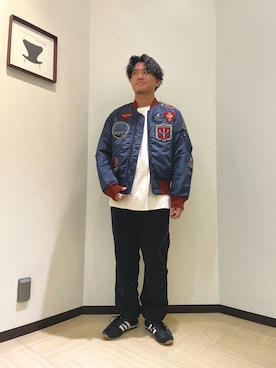 「AVIREX（アヴィレックス）のアイテム（スウェットパンツ）」を使った、Yu OTSUKAさん（メンズ・176cm）の秋コーディネート