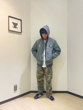 「初秋コーデ」｜「アイテム（MA-1）」を使った、Yu OTSUKAさん（メンズ・176cm）の秋コーディネート