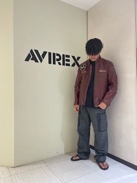 「AVIREX（アヴィレックス）のアイテム（ライダースジャケット）」を使った、Yu OTSUKAさん（メンズ・176cm）の夏コーディネート