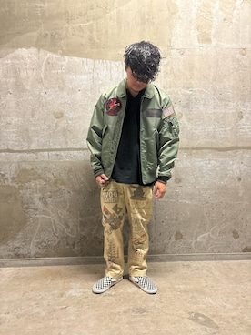 「アイテム（MA-1）」を使った、Yu OTSUKAさん（メンズ・176cm）の夏コーディネート