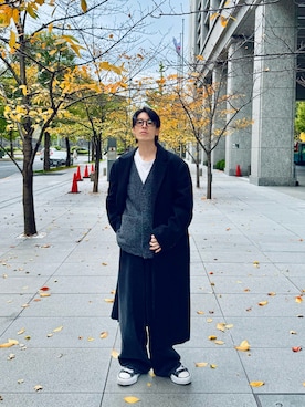 「アイテム（チェスターコート）」を使った、橘高大和さん（メンズ・172cm）の秋コーディネート