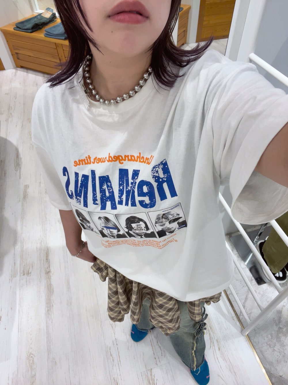 「白Tシャツ、お出かけコーデ、シンプルスタイル、大人かわいい、デニムコーデ、高身長女子、夏だ！Tシャツ着よう！」｜「CIAOPANICのピグメントバンドTEE（Tシャツ/カットソー、ホワイト系）」を使った、ルキさん（骨格ストレート・レディース・165cm）の春コーディネートの1枚目の写真