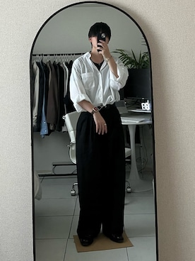 「アイテム（スラックス）」を使った、ユウ（低身長）さん（メンズ・169cm・20代）の夏コーディネート