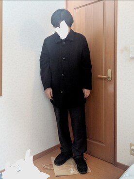 「GU（ジーユー）のアイテム（モカシン/デッキシューズ）」を使った、トンガリさん（メンズ・177cm）の冬コーディネート