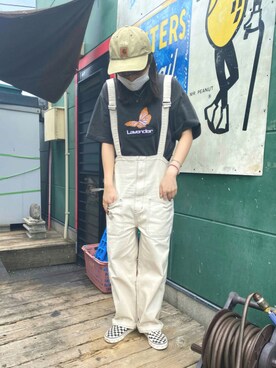 「carhartt」｜「アイテム（スリッポン）」を使った、むかいさん（レディース・156cm）の夏コーディネート