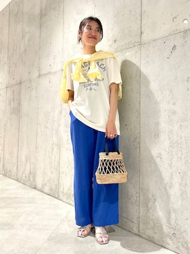 「ウェーブ×カジュアル」｜アサミさん（レディース・163cm）の夏コーディネート