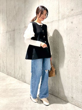 「アイテム（コインケース）」を使った、アサミさん（レディース・163cm）の秋コーディネート