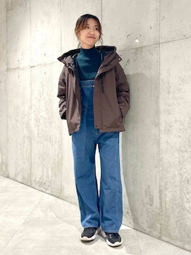 「ダウンコート」｜「アイテム（オールインワン・サロペット）」を使った、アサミさん（レディース・163cm）の秋コーディネート