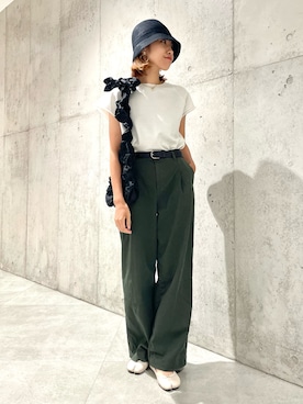 「アイテム（帽子）」を使った、アサミさん（レディース・163cm・30代）の夏コーディネート