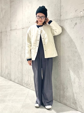 「寒い」｜「アイテム（サロペット/オーバーオール）」を使った、アサミさん（レディース・163cm）の冬コーディネート