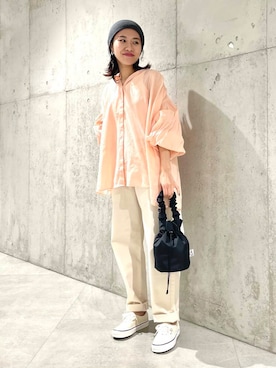 「SonnyLabel」｜「アイテム（ニットキャップ/ビーニー）」を使った、アサミさん（レディース・163cm）の春コーディネート