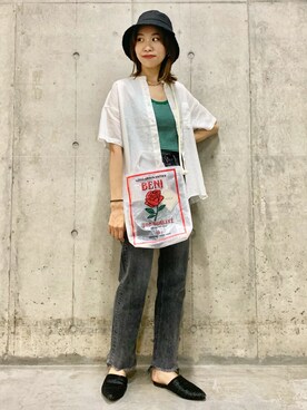 「Moname（モナーム）のアイテム（パンツ）」を使った、アサミさん（レディース・163cm）の夏コーディネート
