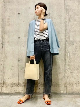 「Moname（モナーム）のアイテム（パンツ）」を使った、アサミさん（レディース・163cm）の夏コーディネート