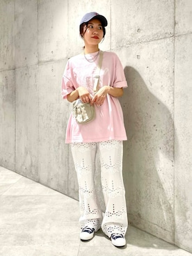 「SonnyLabel」｜「アイテム（キャップ）」を使った、アサミさん（レディース・163cm）の春コーディネート