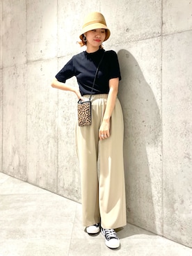 「アイテム（帽子）」を使った、アサミさん（レディース・163cm・30代）の夏コーディネート