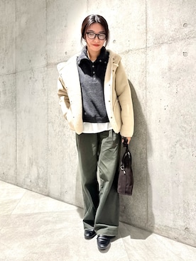 「アイテム（ムートンコート）」を使った、アサミさん（レディース・163cm）の秋コーディネート