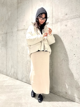 「アイテム（ニットキャップ/ビーニー）」を使った、アサミさん（レディース・163cm）の秋コーディネート