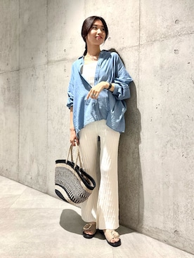 「アイテム（ニット/セーター）」を使った、アサミさん（レディース・163cm）の春コーディネート