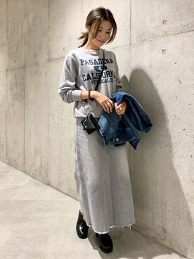 「Wrangler」｜「アイテム（スウェット）」を使った、アサミさん（レディース・163cm）の秋コーディネート