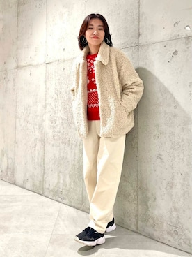 「寒い」｜「アイテム（ブルゾン）」を使った、アサミさん（レディース・163cm）の冬コーディネート