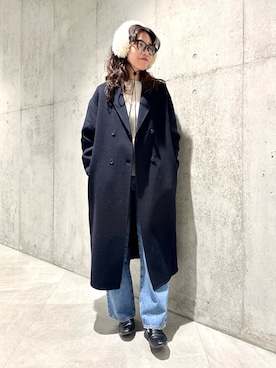 「アイテム（イヤーマフ）」を使った、アサミさん（レディース・163cm）の冬コーディネート