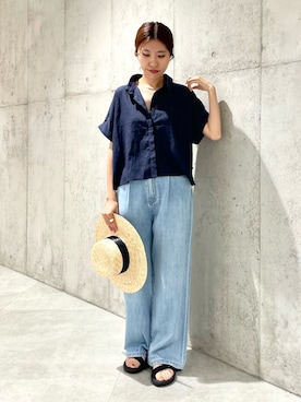 「アイテム（帽子）」を使った、アサミさん（レディース・163cm・30代）の夏コーディネート