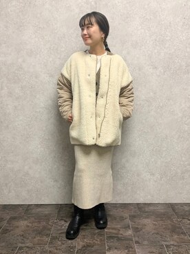 「EUCLAID（エウクレイド）のアイテム（テーラードジャケット）」を使った、AIさん（レディース・158cm）の冬コーディネート