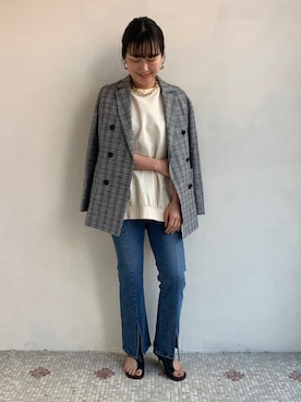 「EUCLAID（エウクレイド）のアイテム（テーラードジャケット）」を使った、AIさん（レディース・158cm）の冬コーディネート