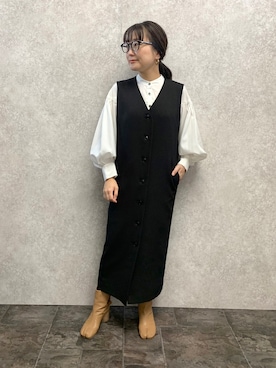 「EUCLAID（エウクレイド）のアイテム（ベスト）」を使った、AIさん（レディース・158cm）の秋コーディネート