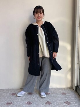 「マリン」｜「アイテム（その他アウター）」を使った、AIさん（レディース・158cm）の冬コーディネート