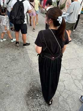 「アイテム（ジャンパースカート）」を使った、mmmujakiさん（レディース・154cm）の秋コーディネート